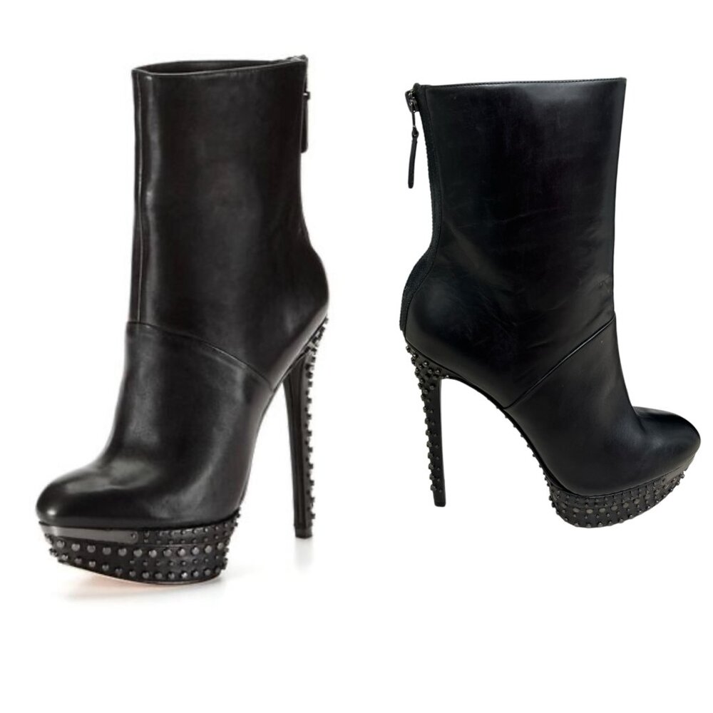 Brian Atwood Black Studded Ankle Booties
